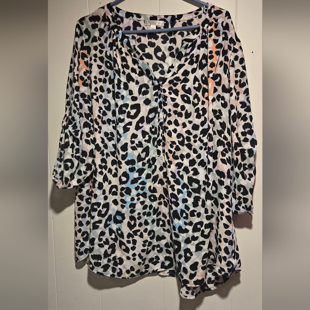 Women's Multicolor Leopard Print Blouse